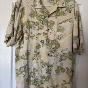 Tommy Bahama Cream Floral Silk Shirt